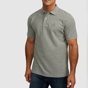 Psycho Bunny-Gray preppy streetwear collared polo with embroidered logo.Size M